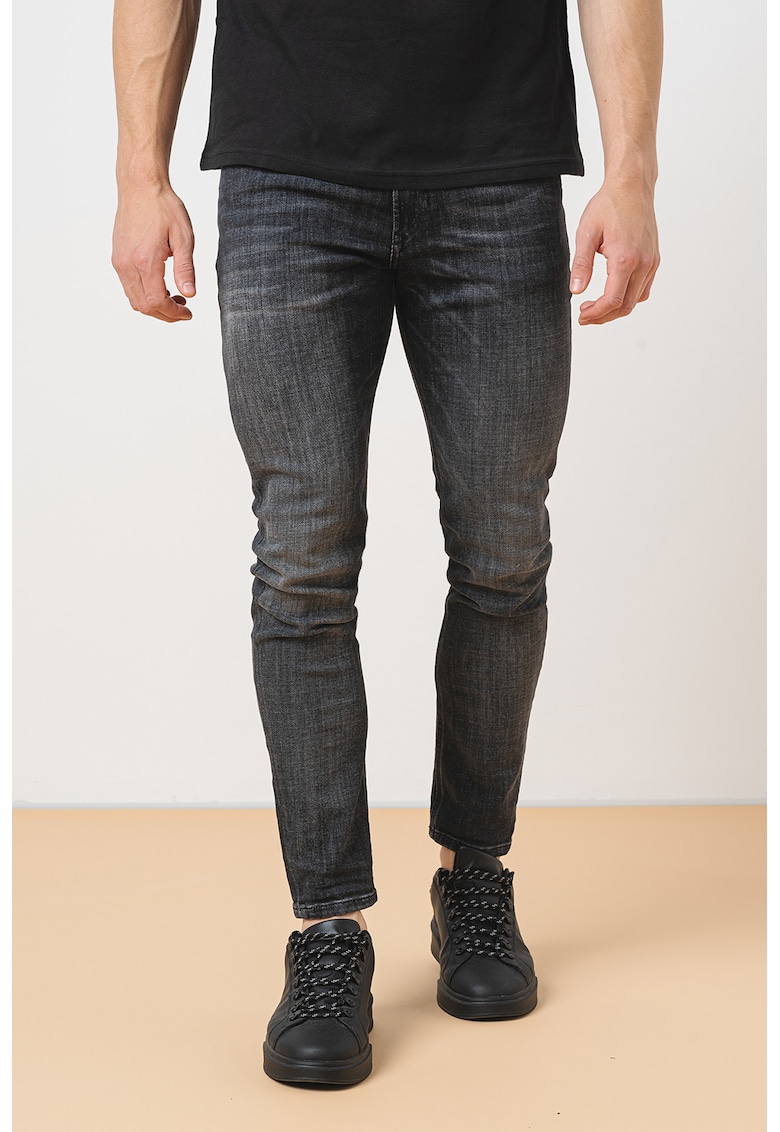 Blugi skinny cu aspect decolorat
