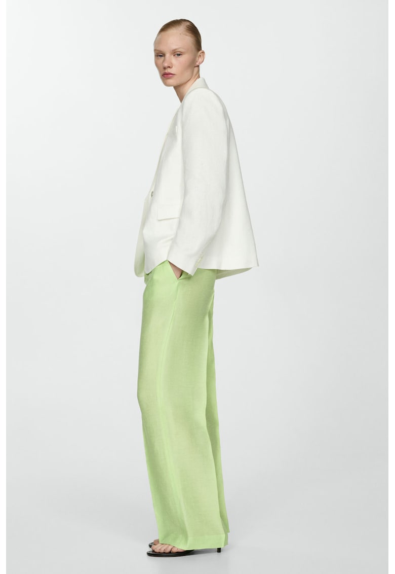 Pantaloni din amestec de lana cu croiala ampla Lime