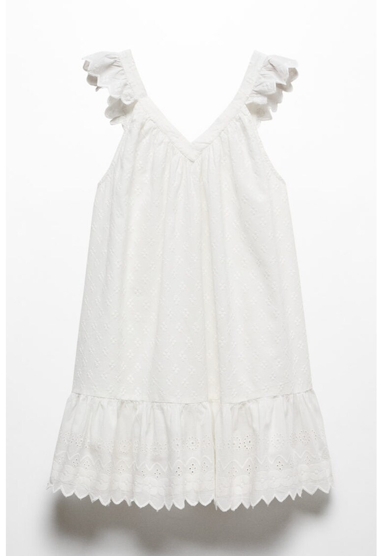 Rochie din bumbac fara maneci cu broderie