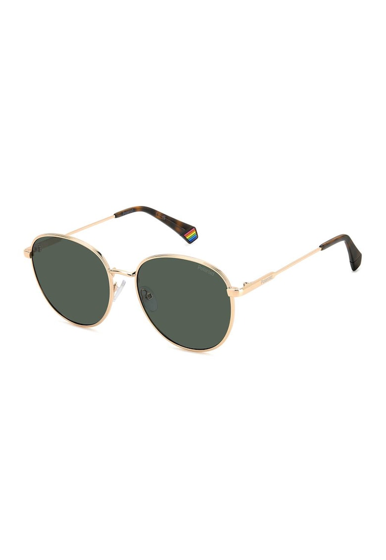 Ochelari de soare rotunzi unisex polarizati - 46745 - Auriu/Verde englez