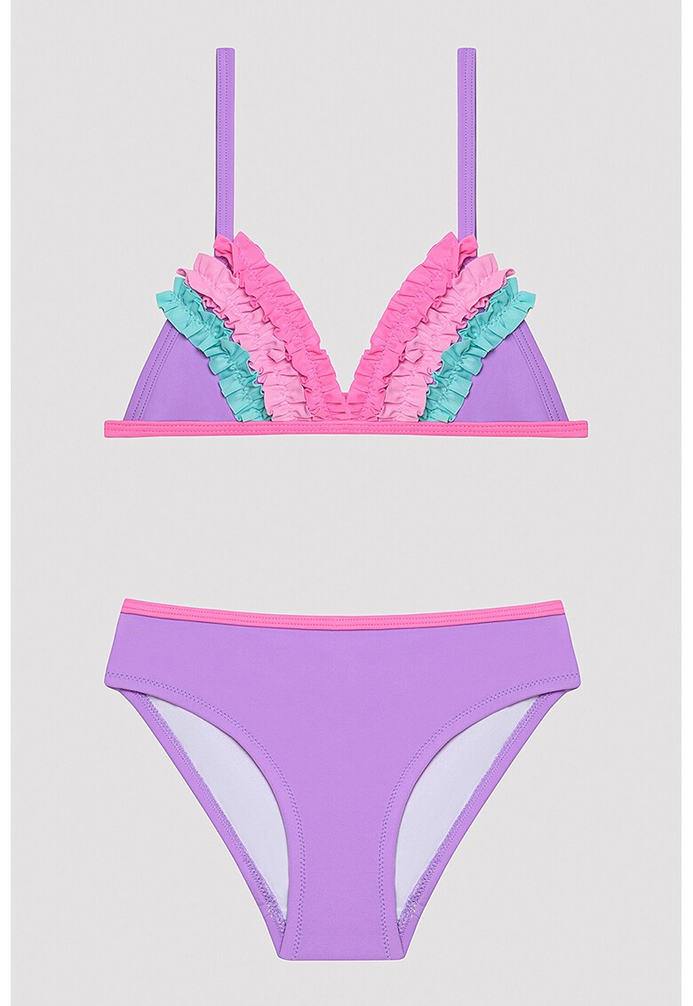 Costum de baie cu doua piese si volane