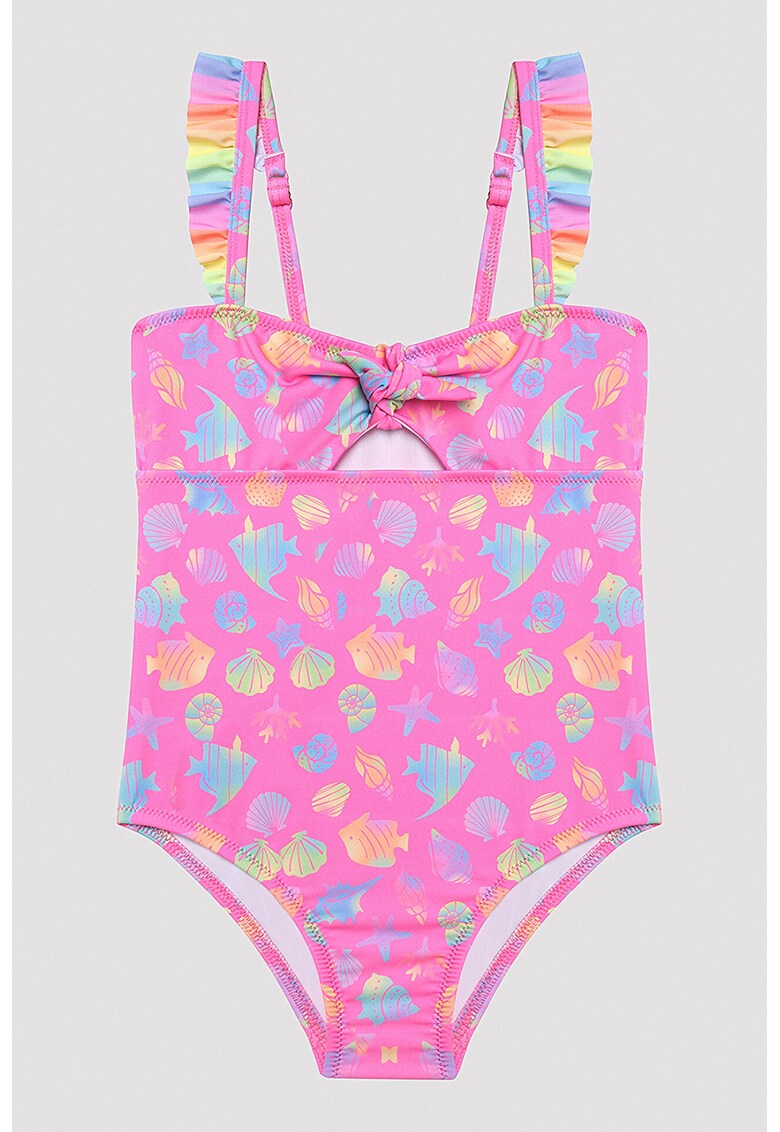 Costum de baie intreg cu imprimeu grafic si decupaj