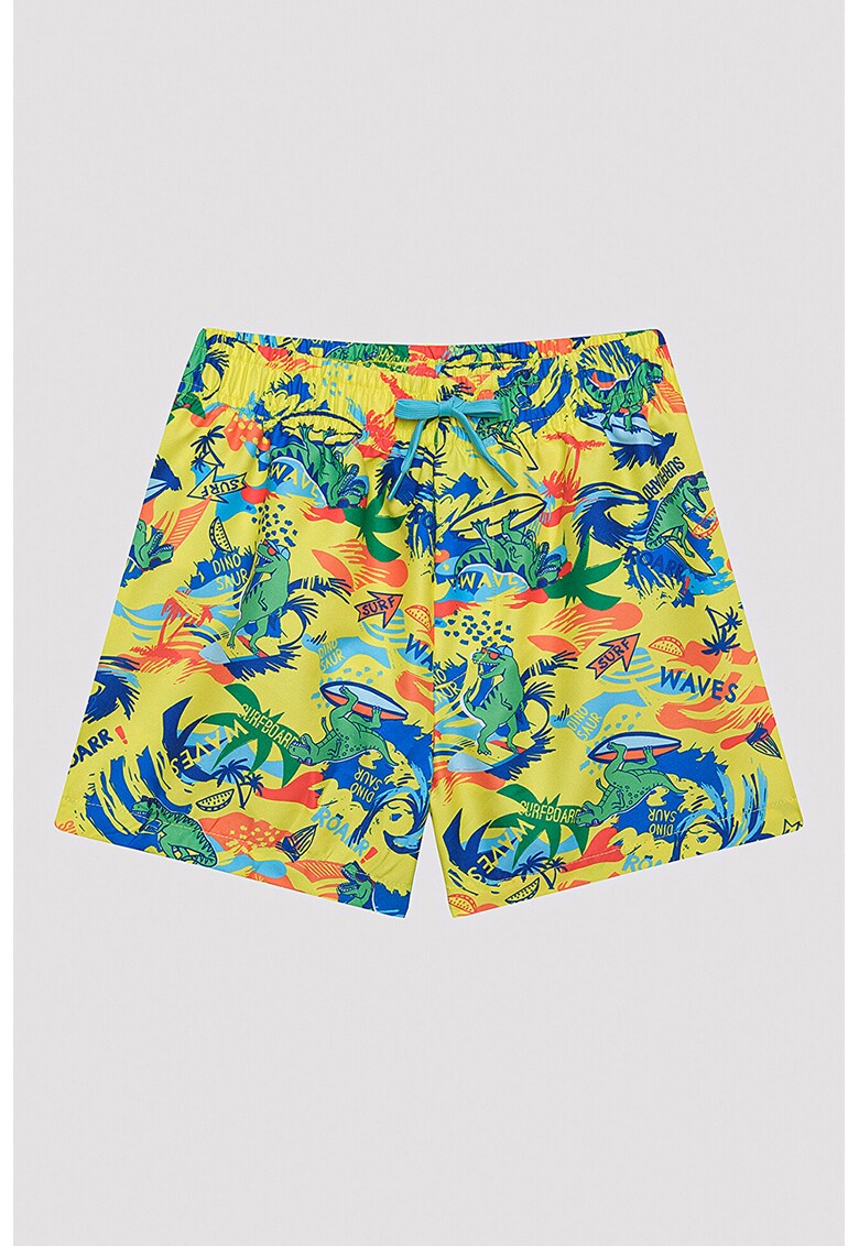 Pantaloni scurti de baie cu model si snur de ajustare