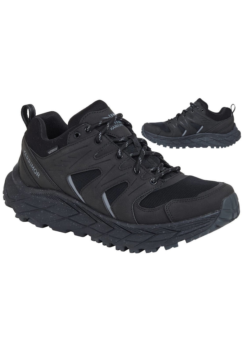 Pantofi trekking barbati - Piele/Plasa - Negru32`4 - Negru