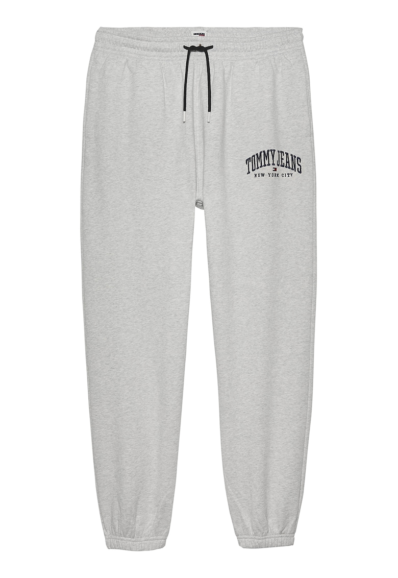 Pantaloni de trening din amestec de bumbac organic cu snur in talie - Gri melange
