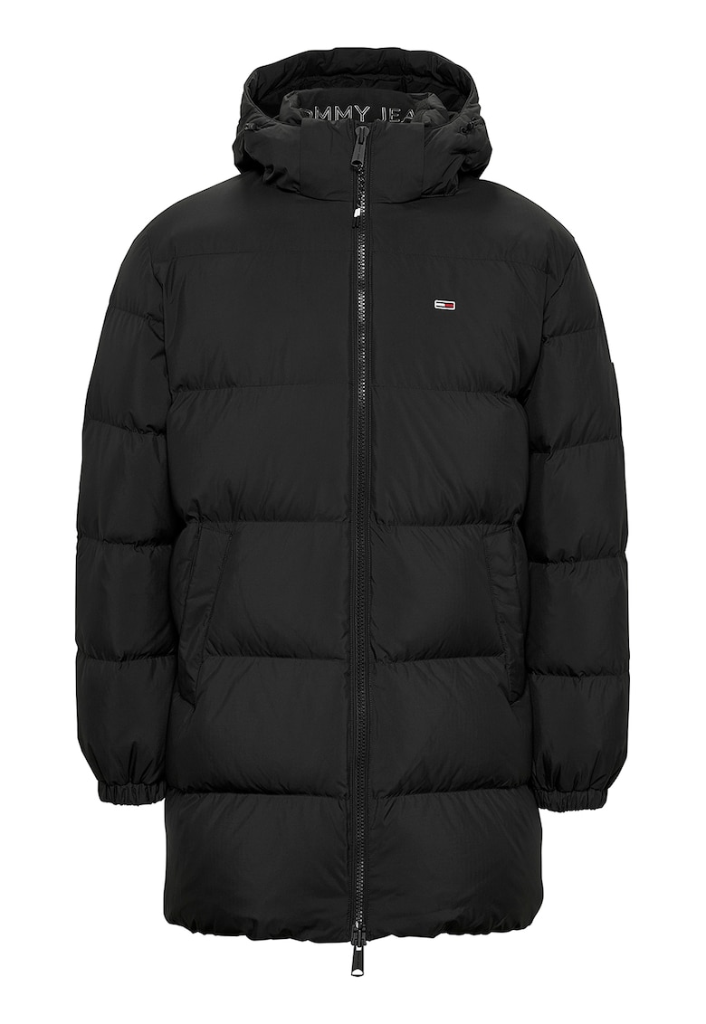 Geaca cu gluga detasabila si umplutura de puf - Negru