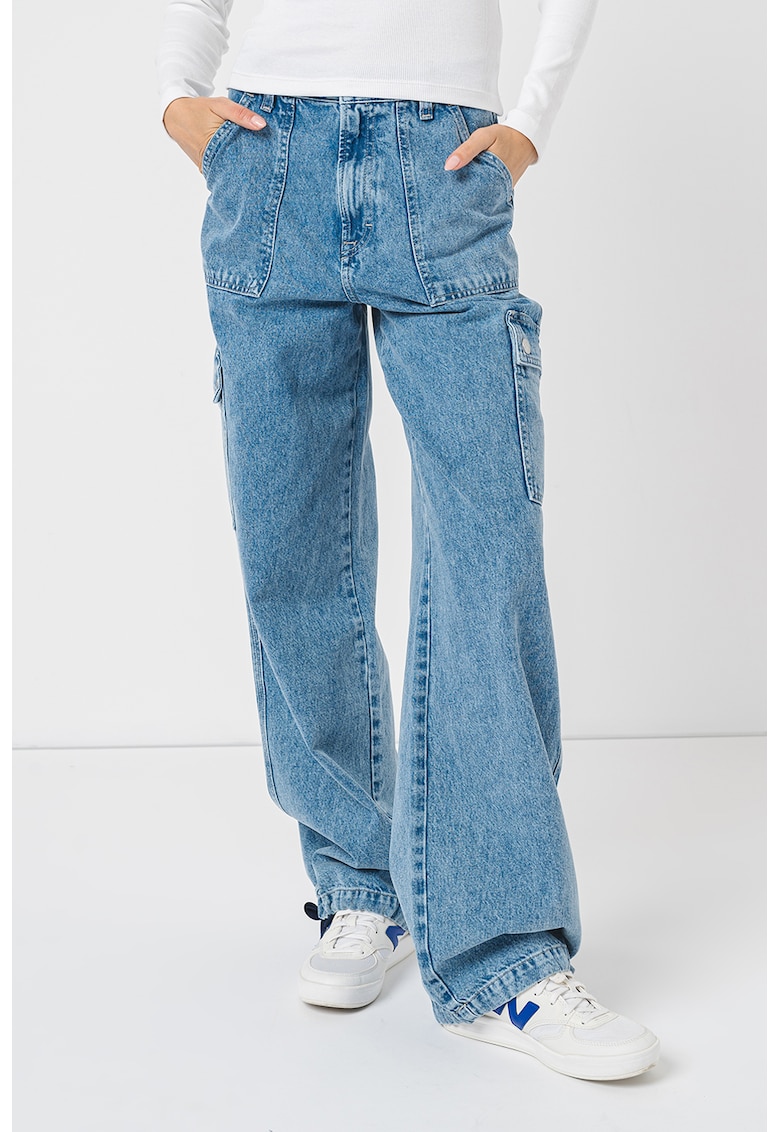 Blugi cargo cu talie inalta si croiala ampla Claire