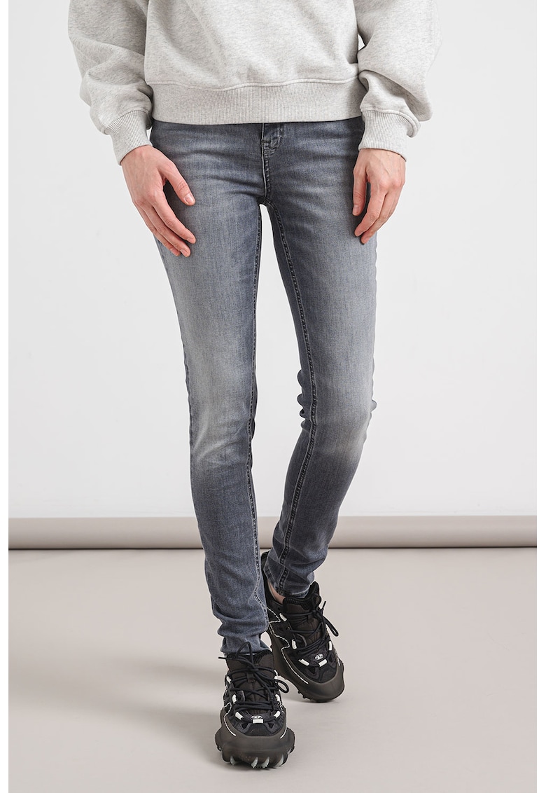 Blugi skinny cu aspect decolorat - Gri