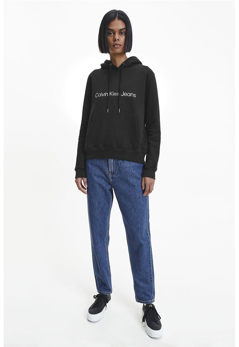 Hanorac de bumbac cu buzunar kangaroo - Negru