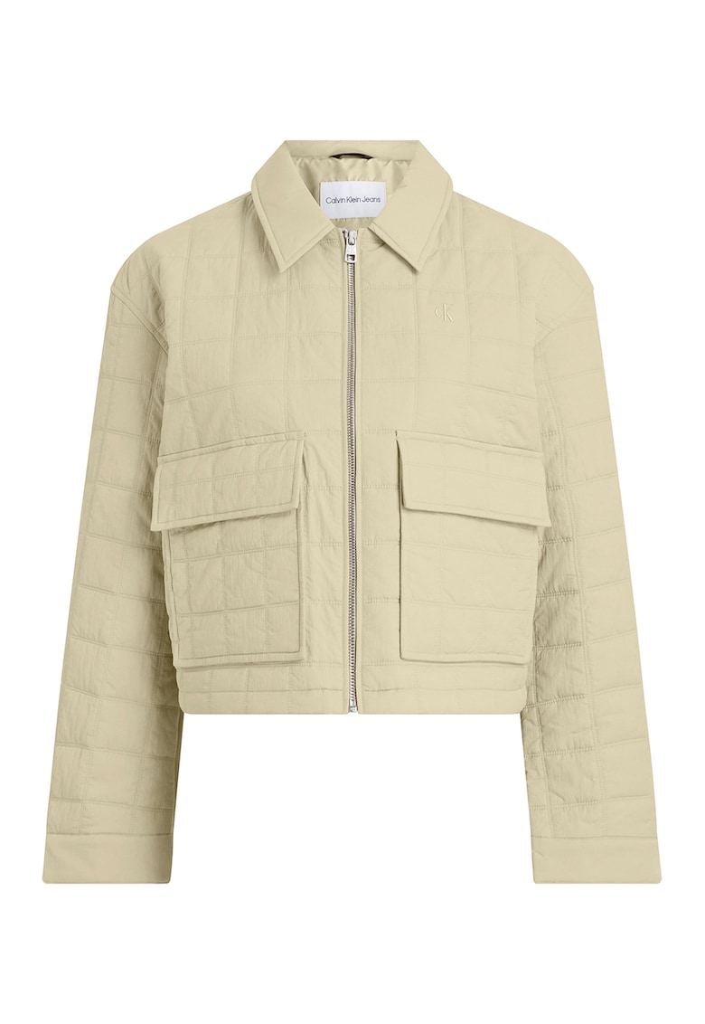 Jacheta cu fermoar si buzunare supradimensionate cu clapa