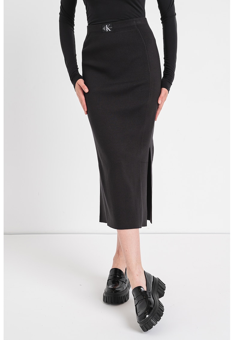 Fusta striata cu slit lateral - Negru