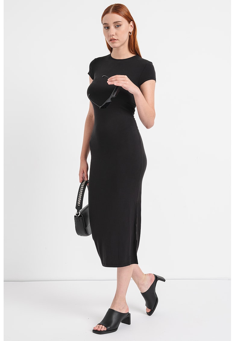 Rochie midi cu croiala bodycon si slit lateral