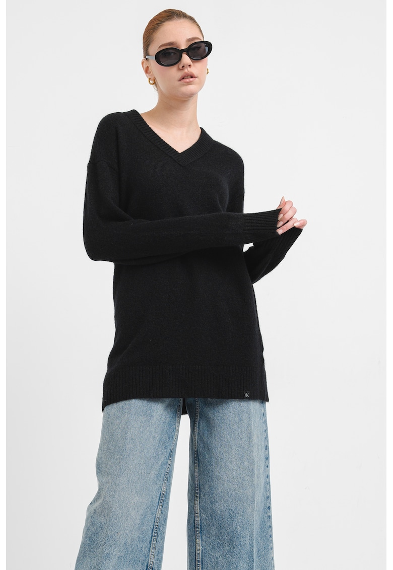 Bluza din bumbac organic cu decolteu in V