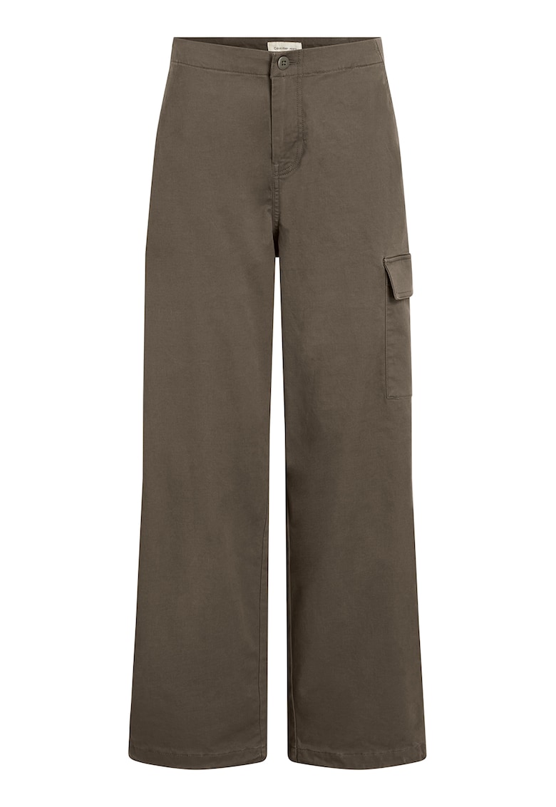 Pantaloni cu croiala ampla si buzunar lateral cu clapa