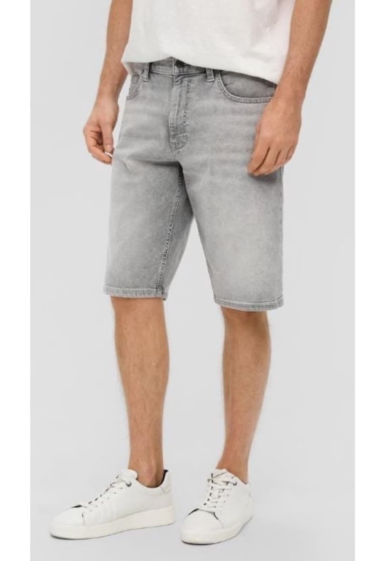 Pantaloni scurti barbati de blugi cu talia medie si croiala Regular fit - Gri