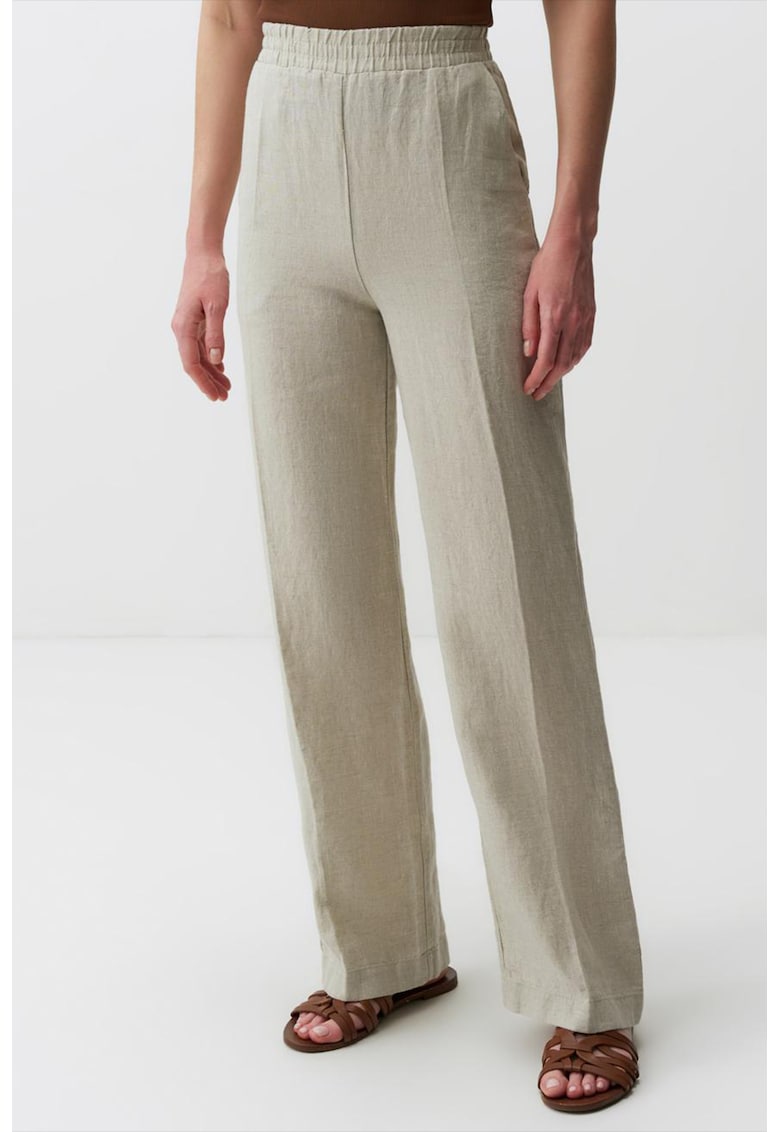 Pantaloni ampli din amestec de in - cu talie elastica