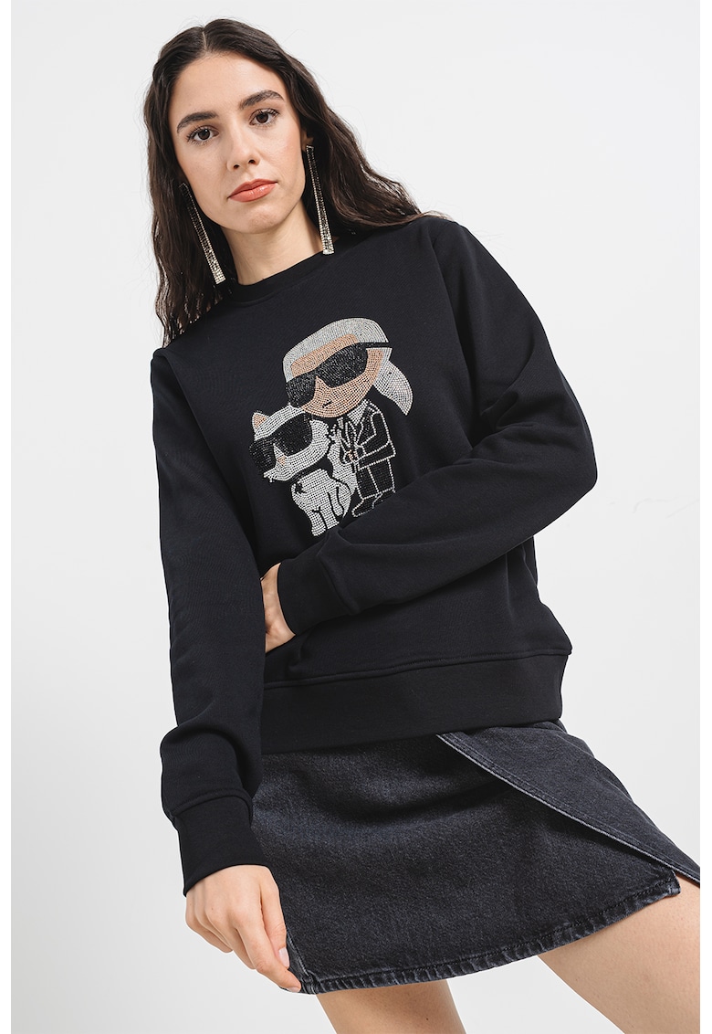 Bluza de trening de bumbac organic cu logo din strasuri