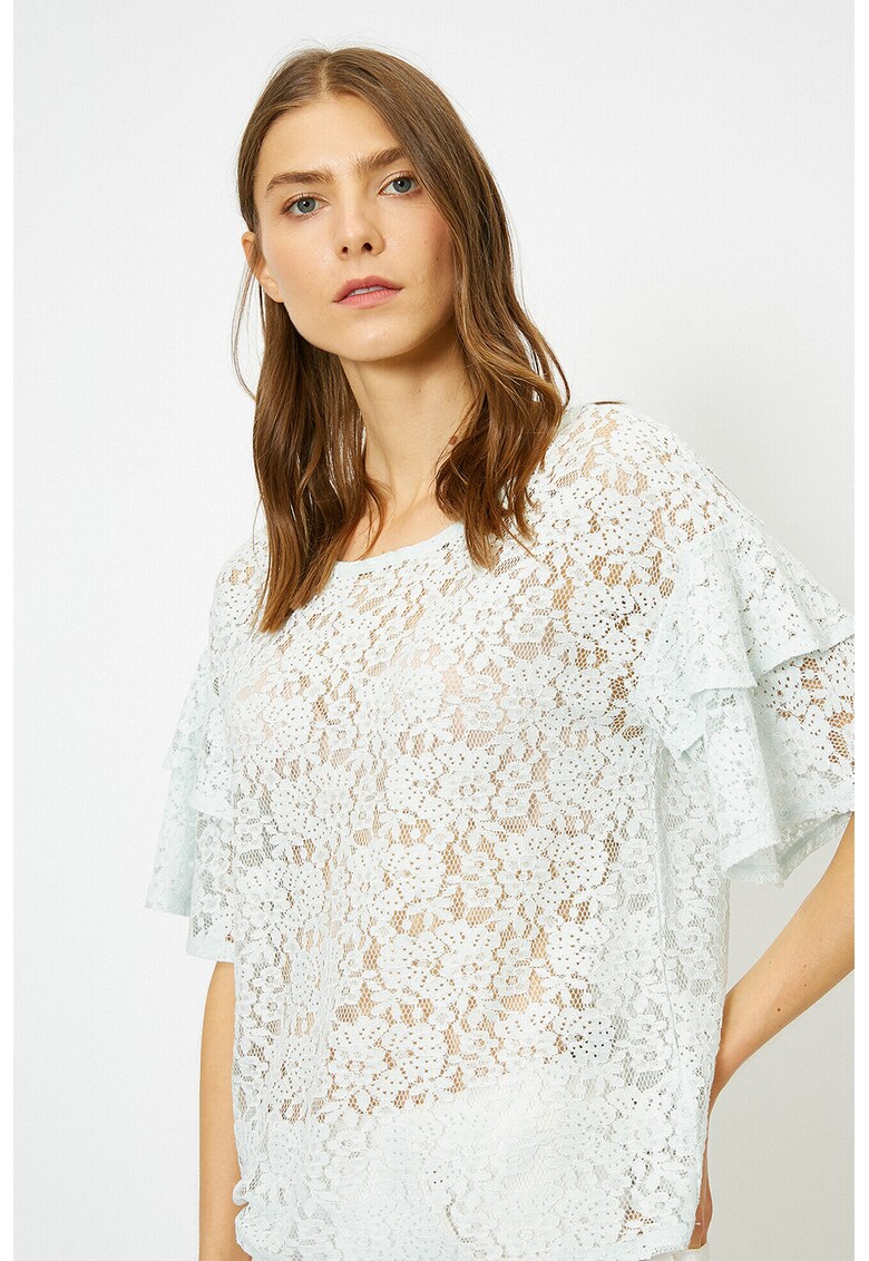 Bluza de dantela cu maneci cu volane