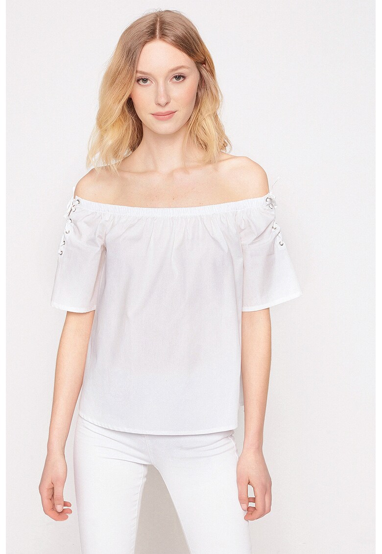 Bluza de bumbac cu decolteu pe umeri