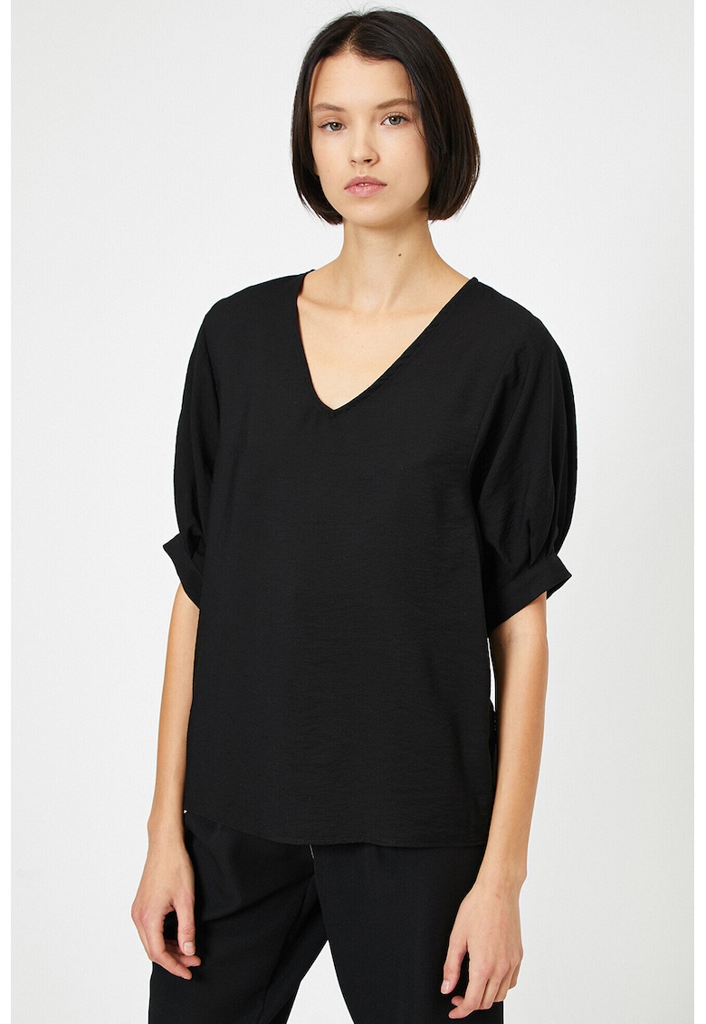 Bluza cu decolteu in V si maneci bufante
