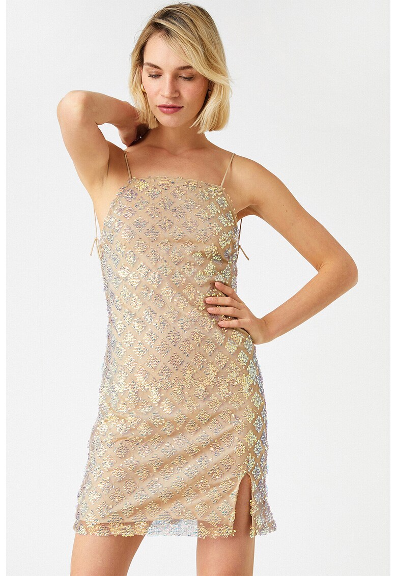Rochie mini cu croiala dreapta si paiete
