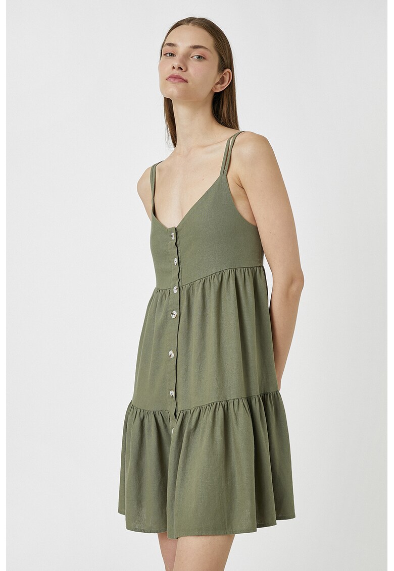 Rochie din amestec de in cu decolteu in V