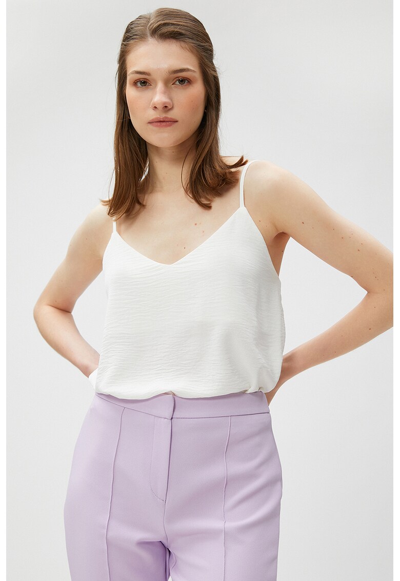 Bluza uni fara maneci cu decolteu in V