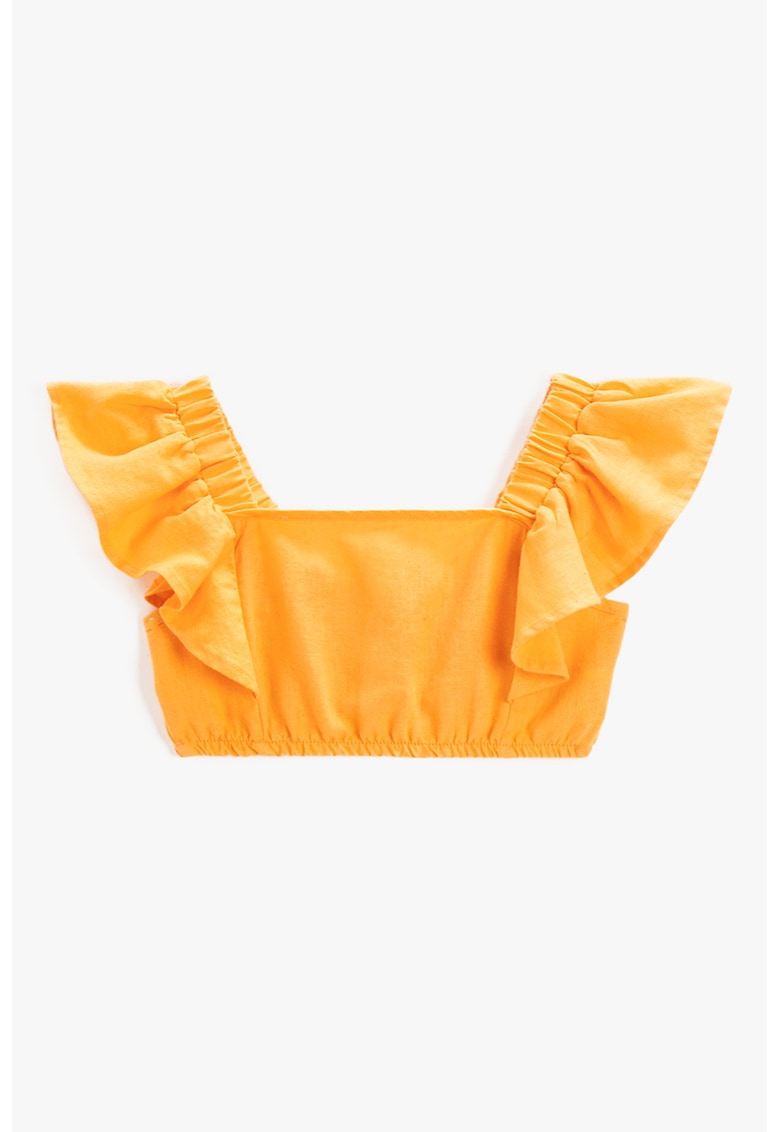 Bluza crop din amestec de in