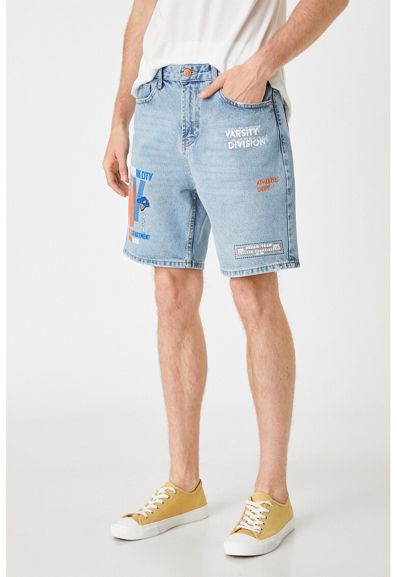 Bermude din denim cu imprimeu grafic