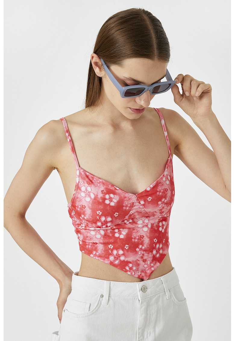 Top crop cu motive florale