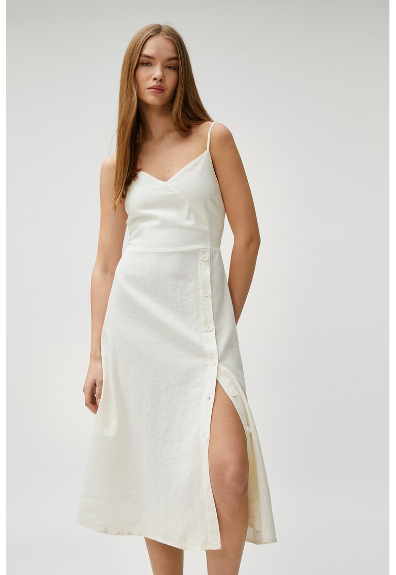 Rochie midi evazata din amestec de in