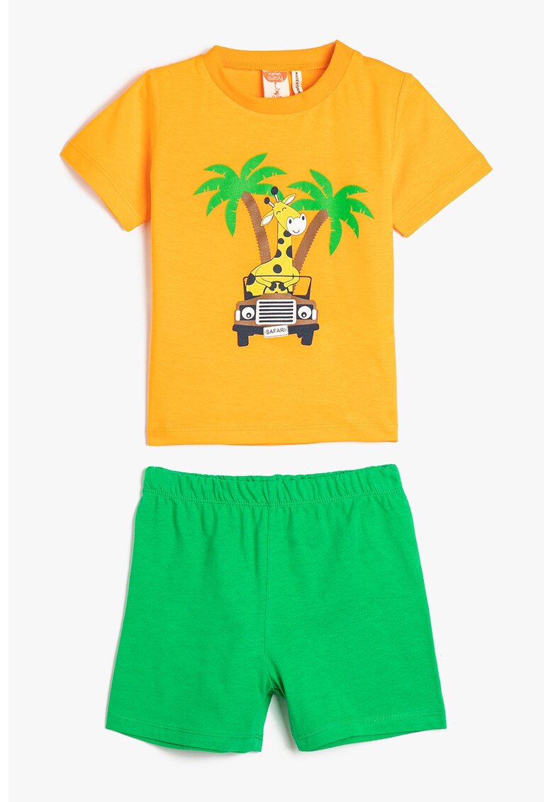 Set de pantaloni scurti si tricou cu imprimeu