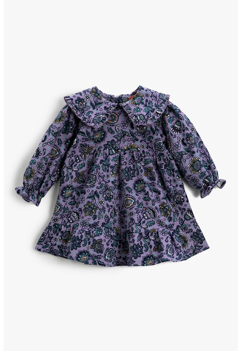 Rochie cu imprimeu floral si guler Peter Pan