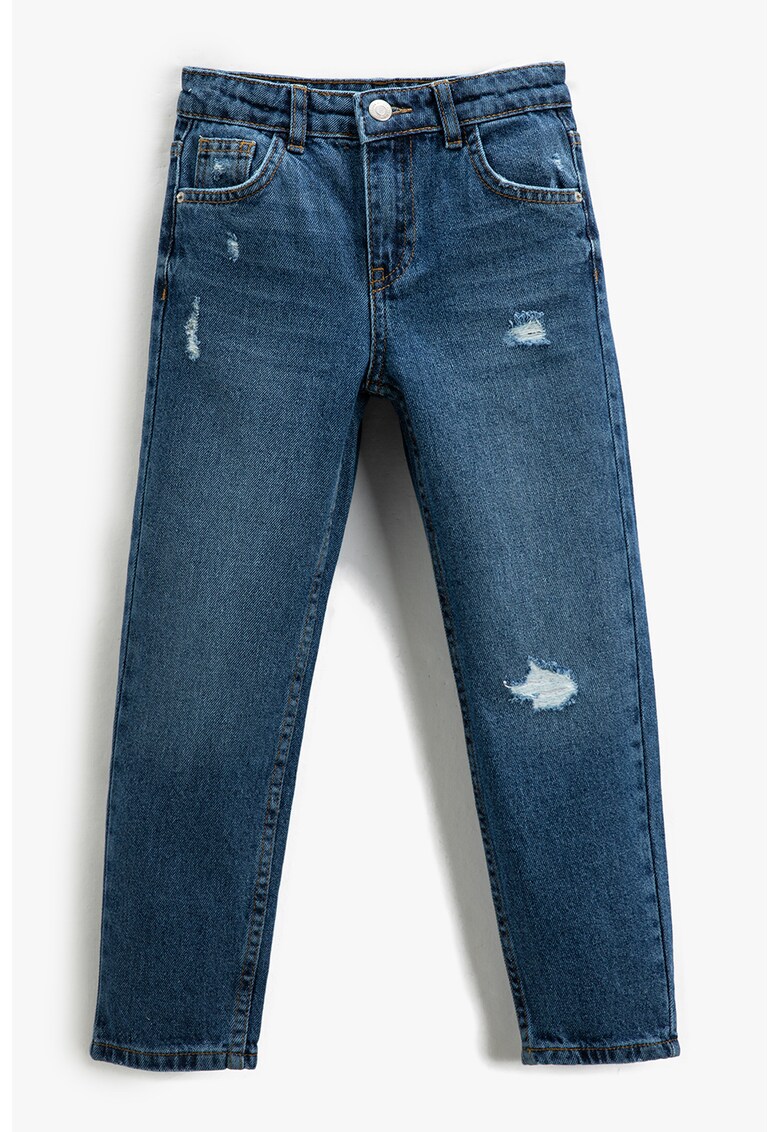 Blugi relaxed fit cu detalii cu aspect deteriorat