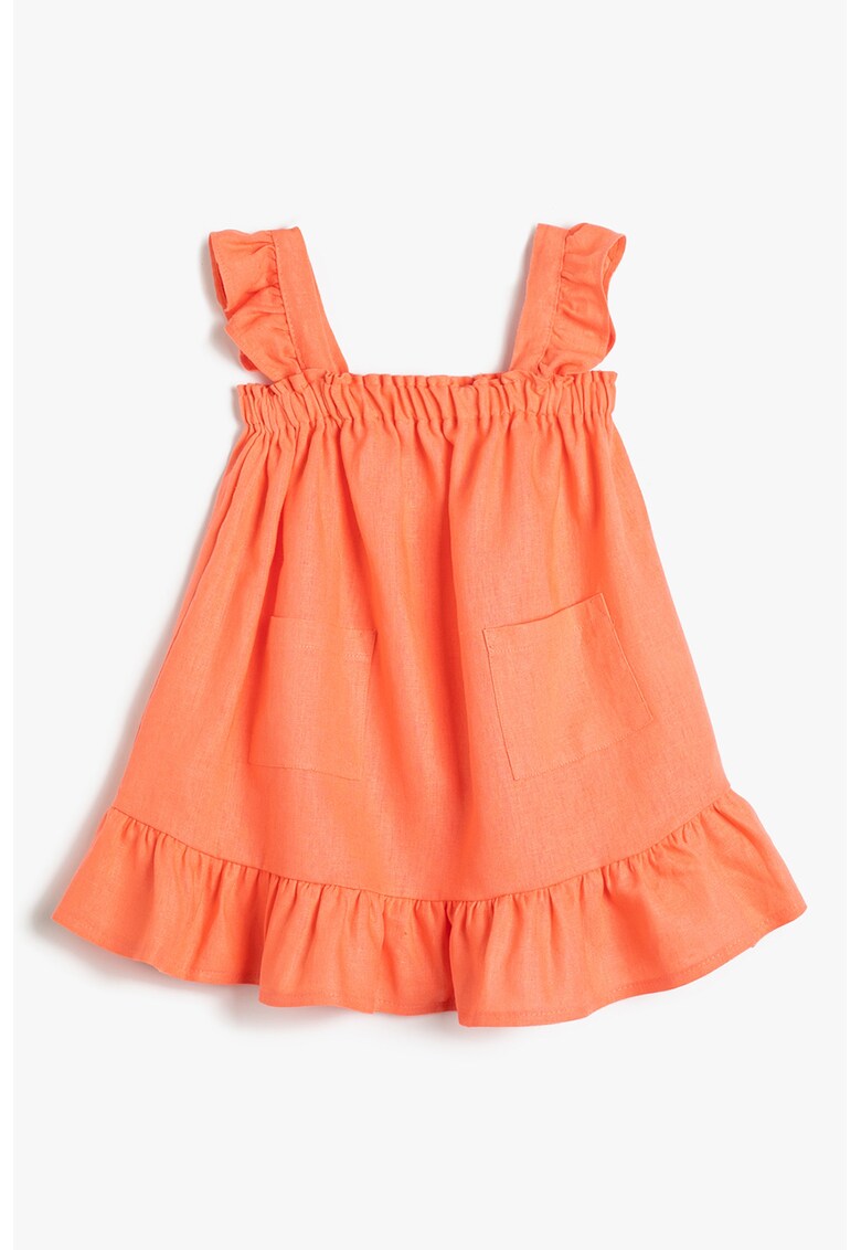 Rochie din amestec de in cu buzunare aplicate