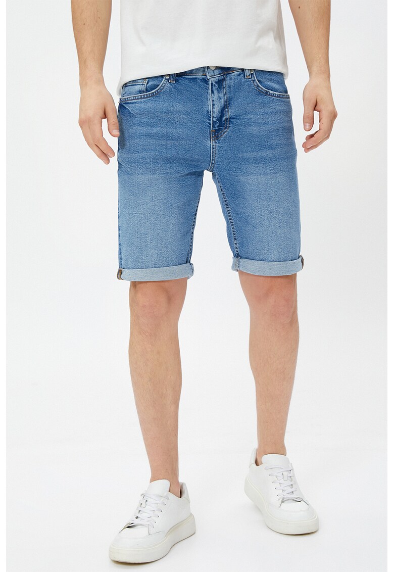 Bermude de denim cu aspect decolorat