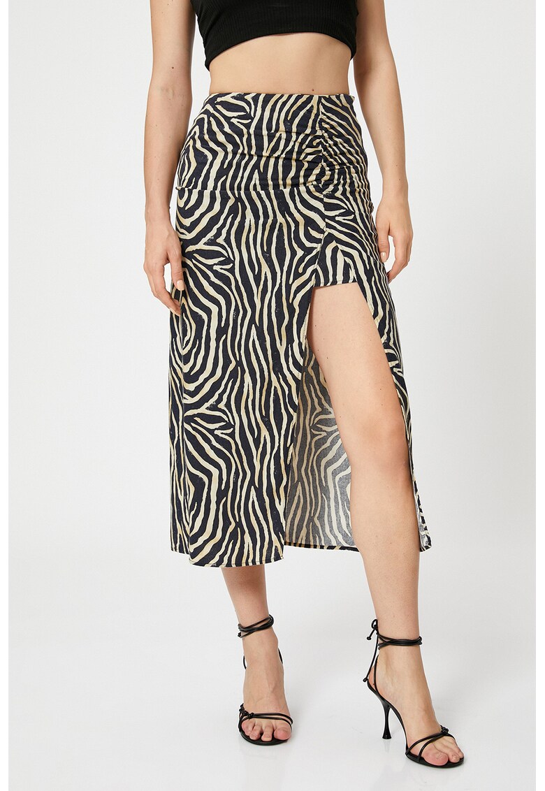 Fusta midi cu model zebra