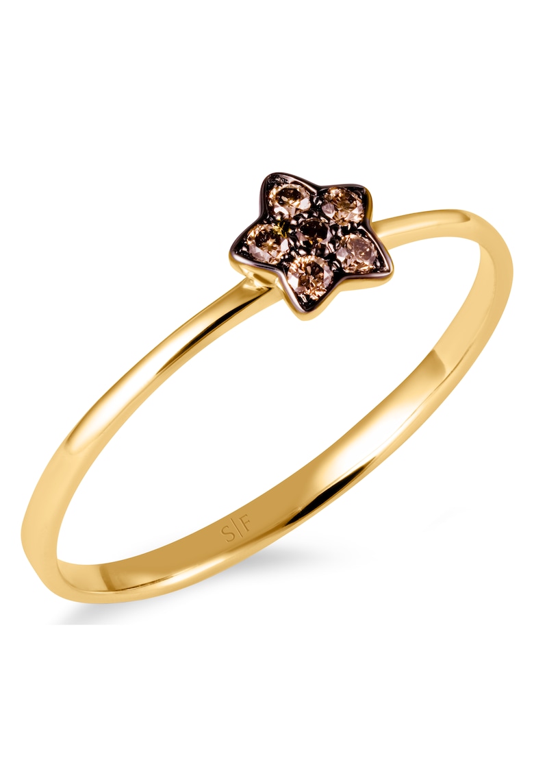 Inel Ufa Aur Galben - 14K - Diamante de 0.07 Carate