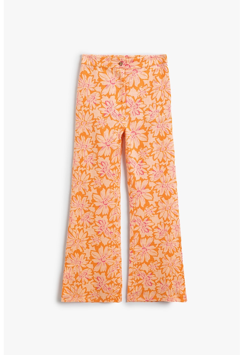 Pantaloni din amestec de in cu imprimeu floral