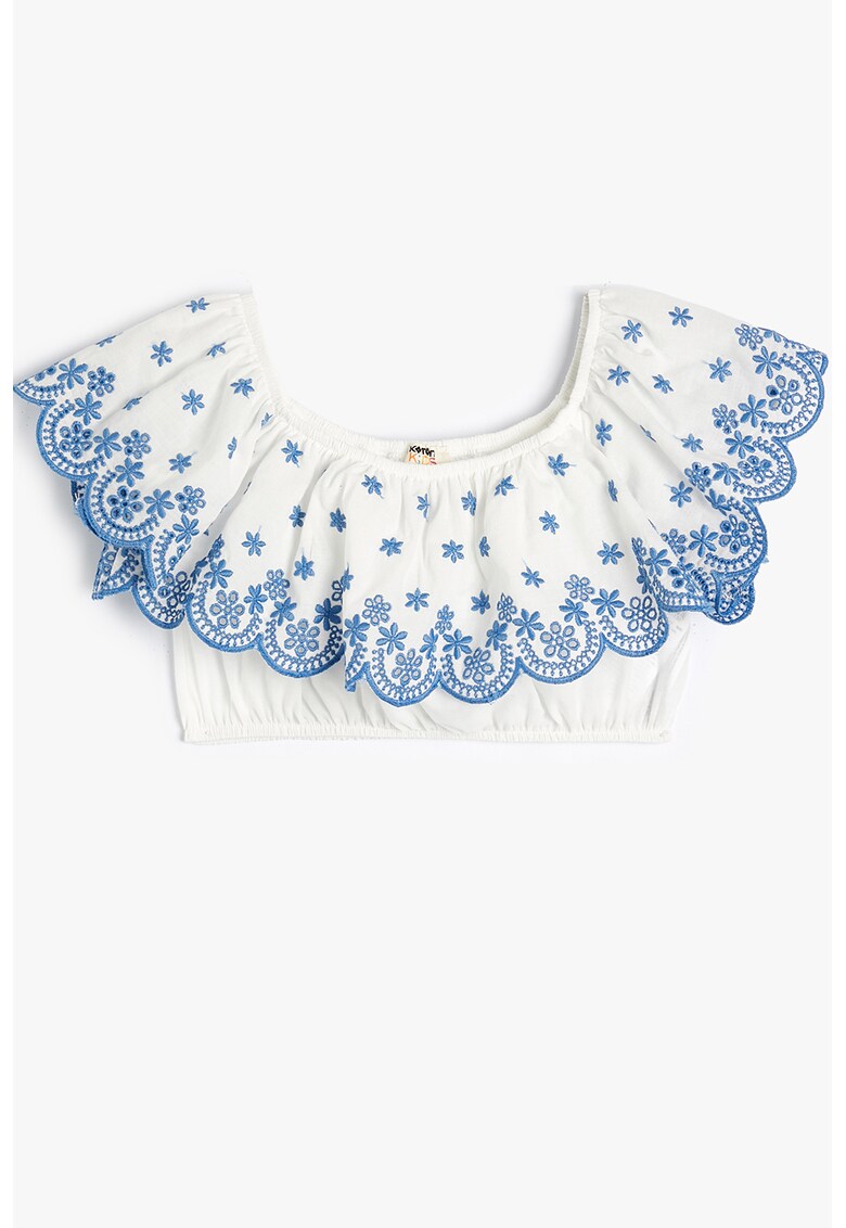 Top crop cu detalii florale brodate