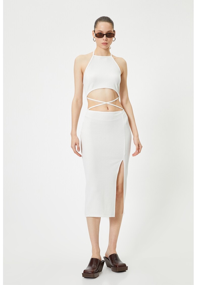 Fusta midi cu slit lateral