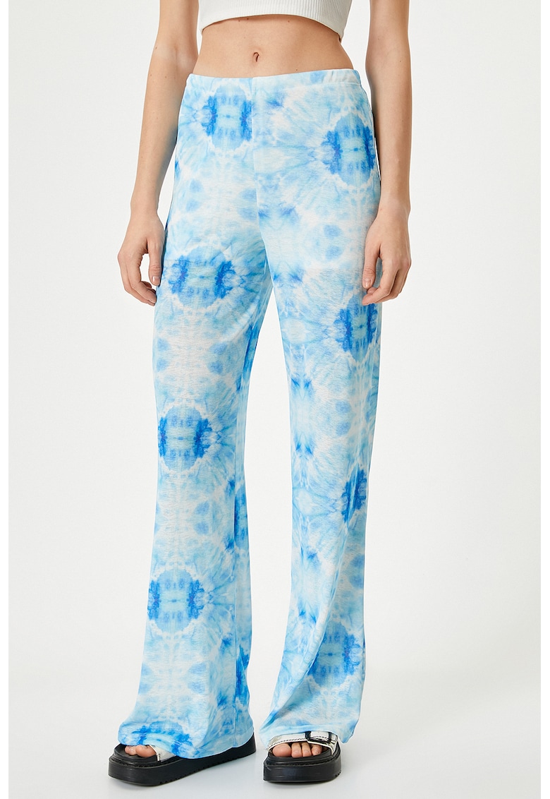 Pantaloni cu model tie-dye si talie inalta