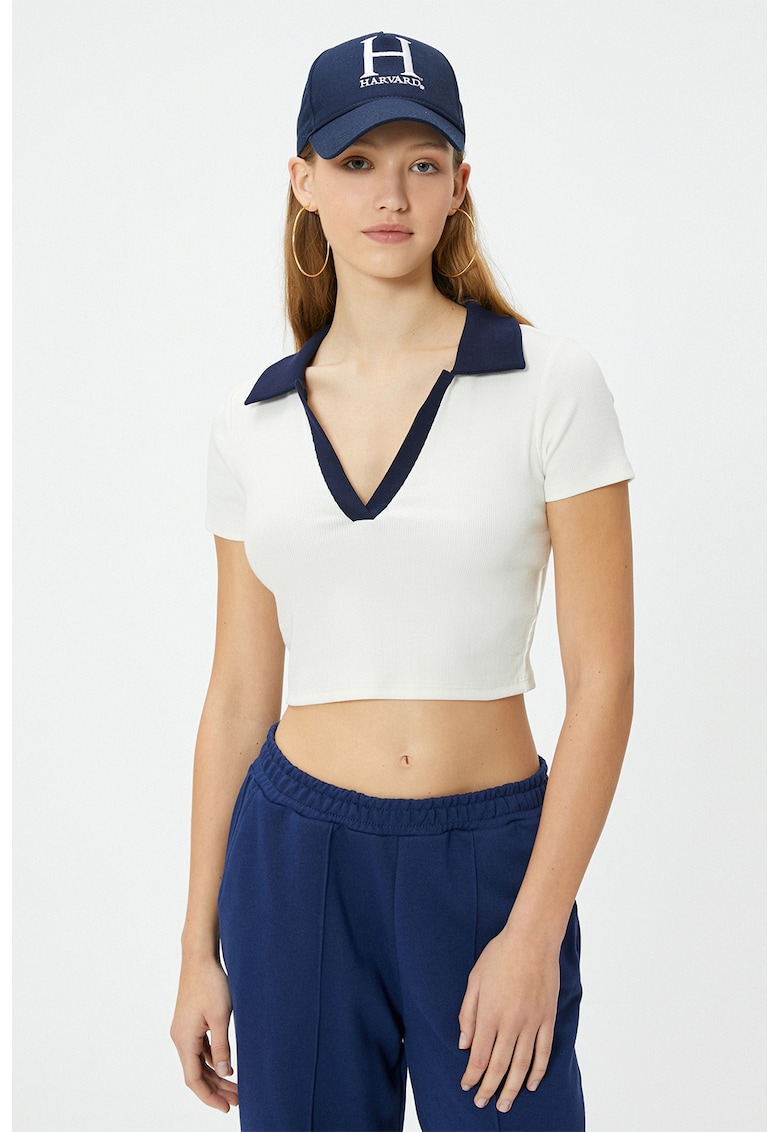 Tricou polo crop