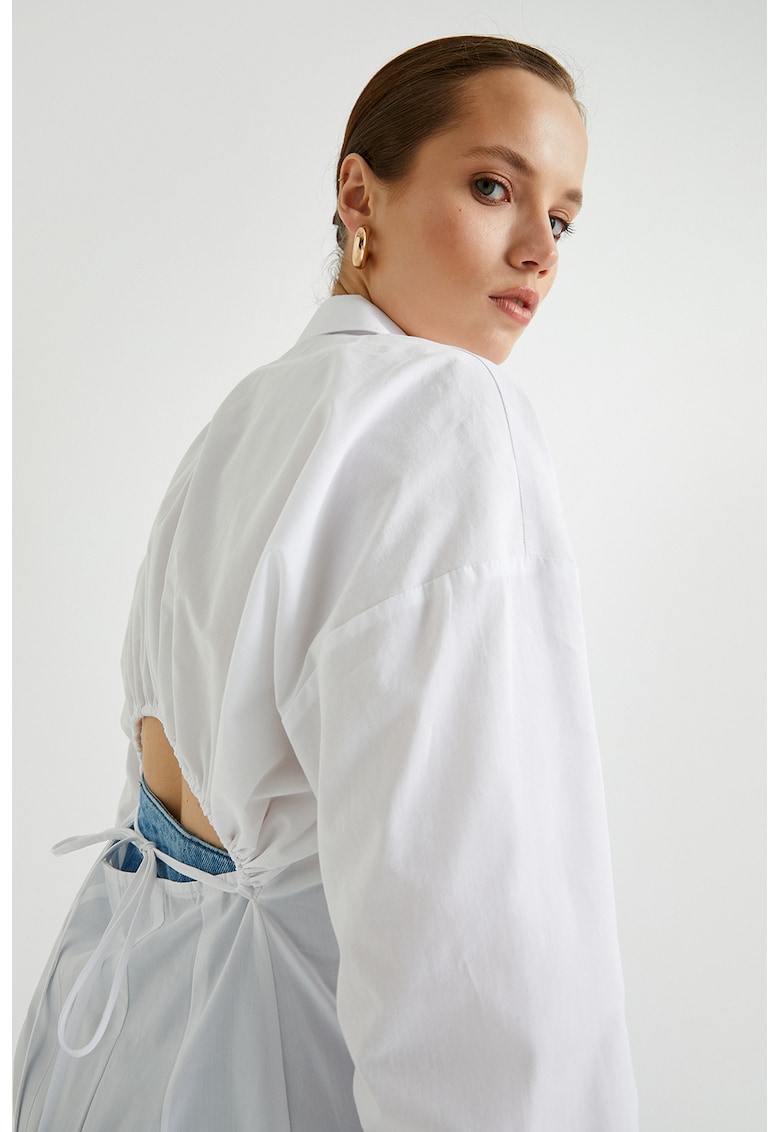 Camasa de bumbac cu decupaj pe spate - Alb