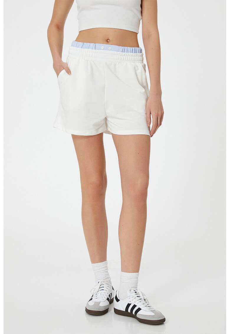 Pantaloni scurti cu detaliu contrastant - Alb optic