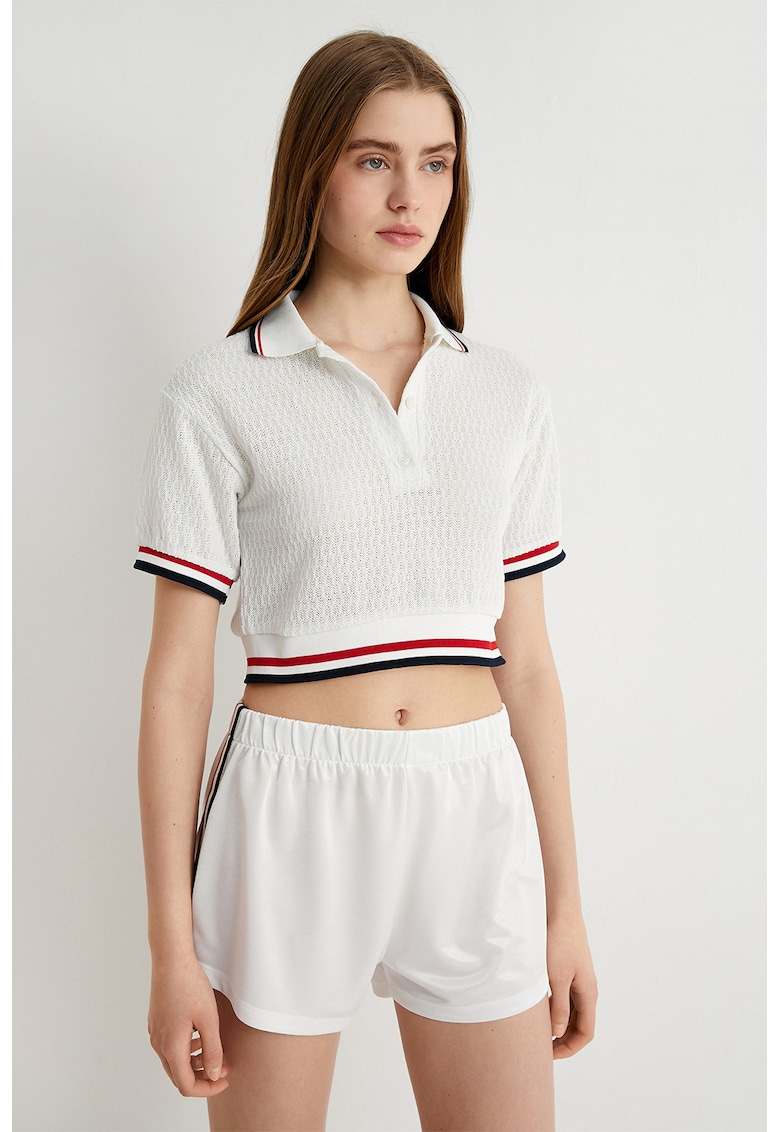 Tricou polo crop