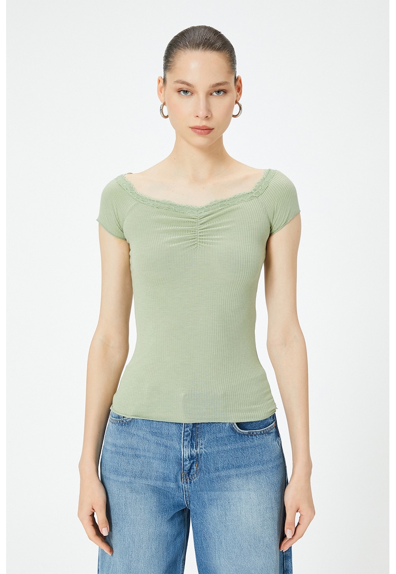 Tricou uni elastic - Verde sparanghel