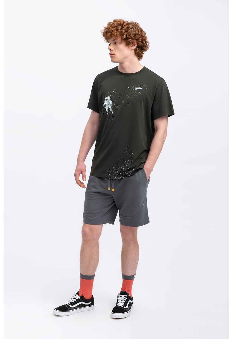 Tricou unisex de bumbac - Negru stins/Alb murdar