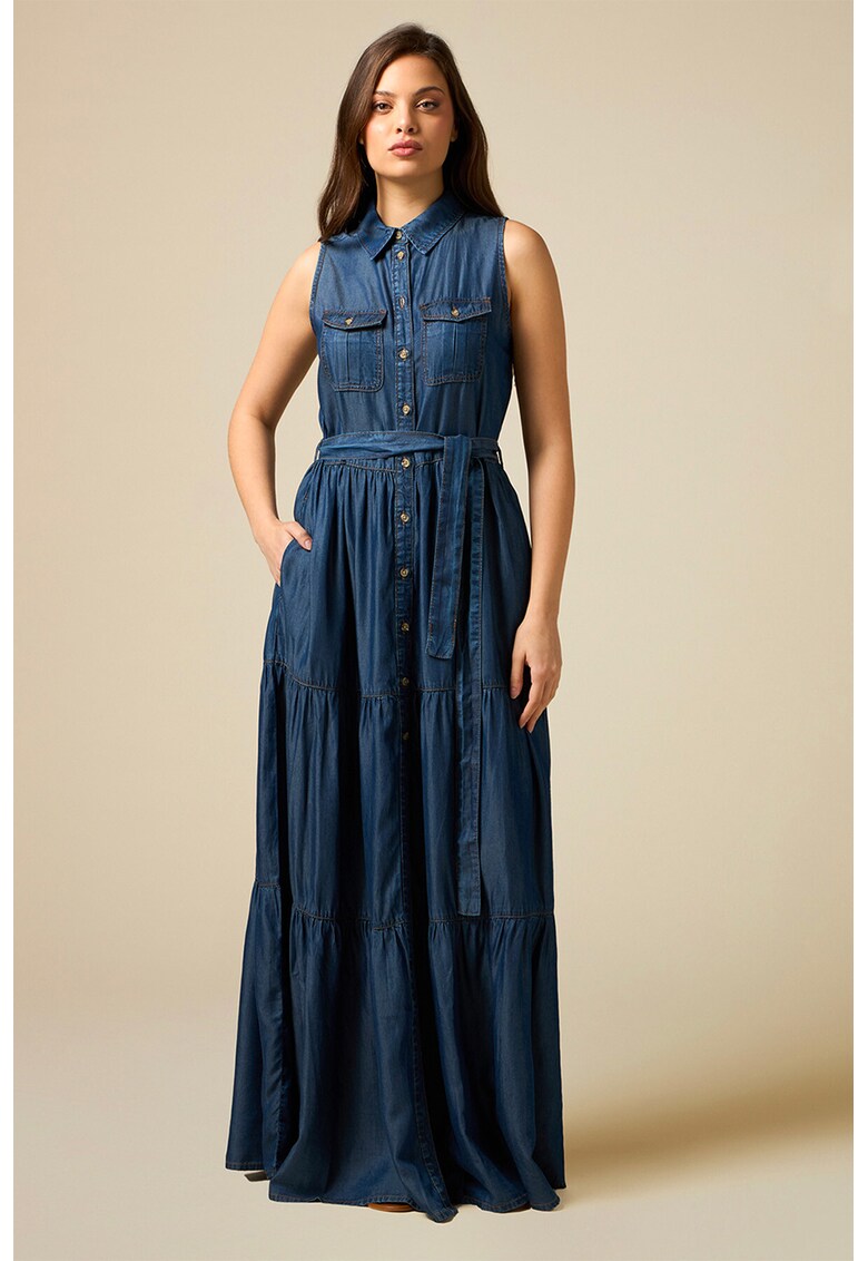 Rochie maxi evazata din denim