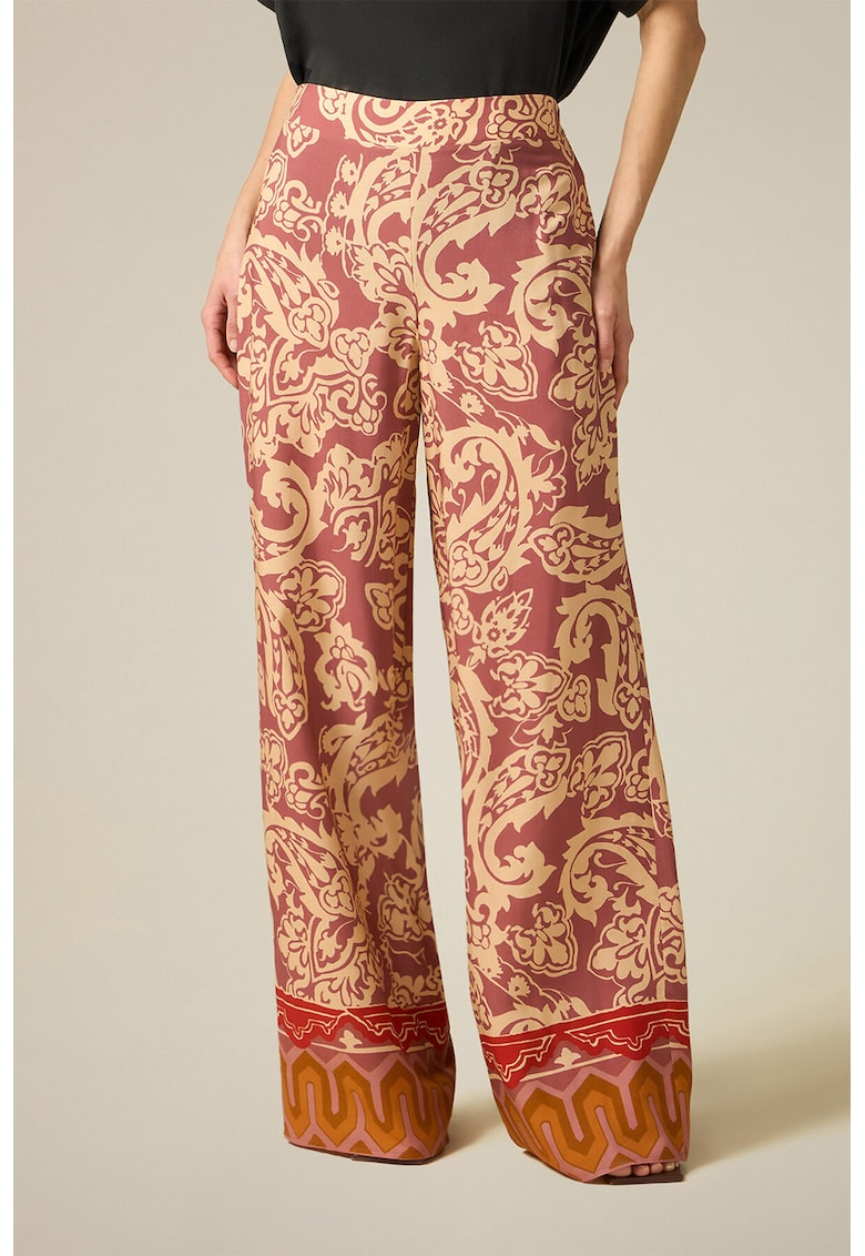Pantaloni cu croiala ampla si imprimeu paisley